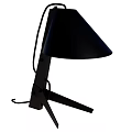 Black Table Lamp With Conical Shade Tripod Base And Modern Minimalist Design