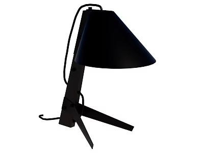 Black Table Lamp With Conical Shade Tripod Base And Modern Minimalist Design 3d model