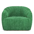 Green Velvet Single Sofa With Pleated Design And Rounded Shape 3d model