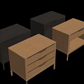 Modern Nightstand Designs with Light Dark Wood Drawers and Open Storage 3d model
