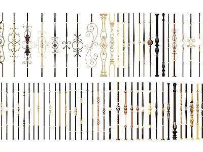 Various Decorative Railings With Metal Designs Curved Patterns And Different Styles 3d model
