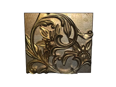 Intricate Carved Metallic Decor Featuring Floral Scrolls And Leaf Patterns 3d model