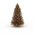 Golden Artificial Christmas Tree With Decorative Branches And Stable Metal Stand