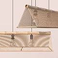 Modern Woven Chandeliers with Rectangular and Triangular Designs Hanging in Minimalist Setting 3d model