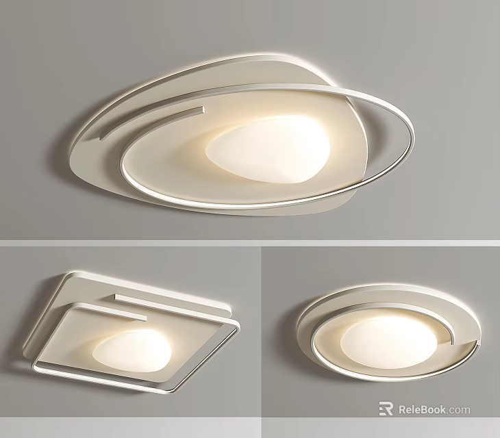 Modern Minimalist Ceiling Lights With Different Shapes And Soft White Light 3d model