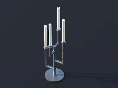 Modern Minimalist Candle Lamp With Metal Frame Circular Base And Multiple Light Columns 3d model