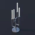 Modern Minimalist Candle Lamp With Metal Frame Circular Base And Multiple Light Columns 3d model
