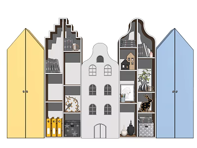 Modern Bookcase Children's Bookcase Wardrobe Ornaments Combination 3d model