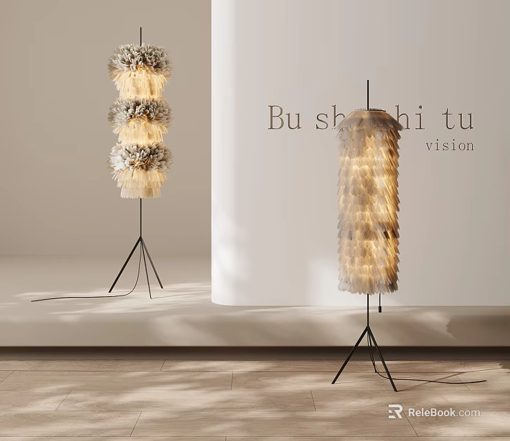 Modern Floor Lamps Featuring Layered Feather Design And Honeycomb Structure For Elegant Interior 3d model 