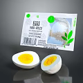 Free Range Chicken Eggs Halved Boiled with Carton and Green Leaf