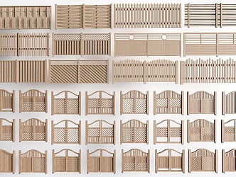 Modern Guardrail Courtyard Gate Fence Gate Courtyard Wooden Door Fence Wooden Grille Wooden Fence 3d model