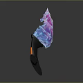Colorful Crystal Pattern Knife With Black Handle Orange Accent Modern Design Isolated On Gray Background