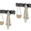 Black Wall Mounted Hook Rack With Beige Bags And Coats For Home Organizing