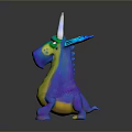 Colorful Dragon Toy With Horns Green Eyes Blue Wings And Yellow Purple Body