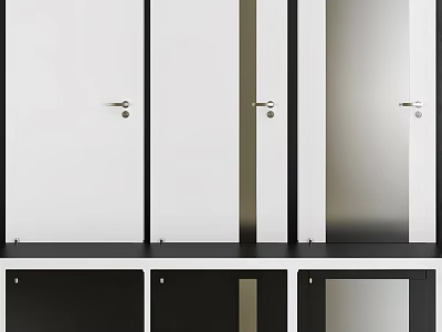 Contemporary Hinged Doors Collection With White Black Panels And Sleek Metal Handles 3d model