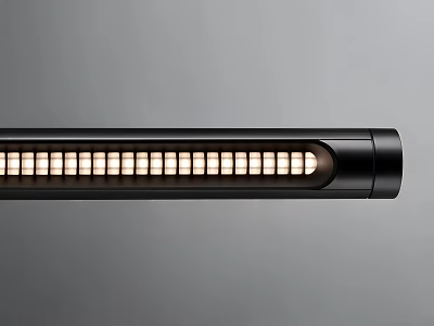 Sleek Black Pendant Light With LED Strip And Cylindrical Design 3d model