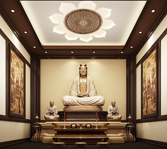 New Chinese-style Buddha Hall Patriarch Hall 3d model