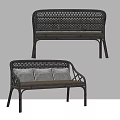 Outdoor Leisure Chair With Woven Design Metal Frame And Striped Cushions