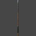 Metal Axe With Leather Wrapped Wooden Handle And Sharp Blade Design