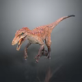 Velociraptor Dinosaur Character Model Standing With Open Mouth Green Eyes And Brown Striped Skin