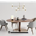 Modern Minotti Dining Table and Chair Combination 3d model