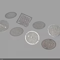 Various Decorative Manhole Covers With Different Shapes And Metallic Patterns