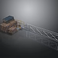Industrial Metal Frame Gate Structure With Wooden Roof And Platform Design