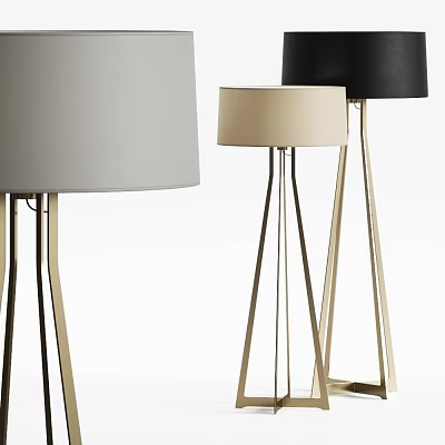 Modern Floor Lamps With Golden Bases And Colored Shades For Home Decor 3d model