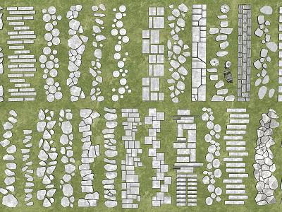 Garden Path Paving Design Ideas With Various Stone Brick And Cobblestone Patterns 3d model