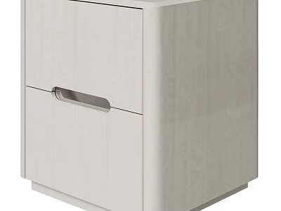 Modern Light Colored Bedside Table With Two Drawers And Metal Handle 3d model
