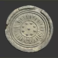 Ancient Decorative Tile With Intricate Floral Carving Round Shape And Vintage Texture