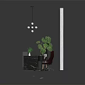 Modern Reception Furniture With Wooden Texture Wall Panels And Green Plants