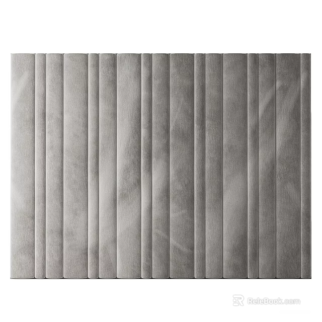 Gray Vertical Striped Soft Upholstered Panel With Textured Surface For Modern Decor 3d model 
