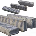 Blue And White Striped Concrete Barriers With Metal Rings For Construction Use