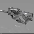 Metallic Modern Weapon With Mechanical Structure And Precision Design Details