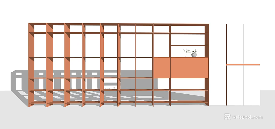 Wooden Display Shelf With Grid Design Multiple Layers For Small Items Storage And 3d model 