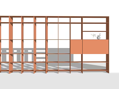 Wooden Display Shelf With Grid Design Multiple Layers For Small Items Storage And 3d model
