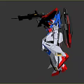 Blue White Red Mecha Robot Model Posing With Gun And Red Sword