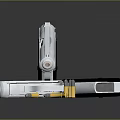Silver Pistol With Black Grip Magazine And Bullets On Reflective Dark Surface 3d model