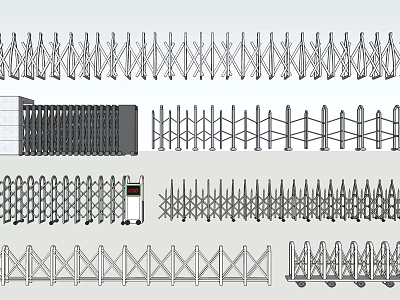 Different Styles And Designs Of Retractable Metal Gates And Fencing 3d model