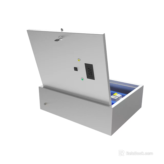 Industrial Electrical Equipment Metal Enclosure With Open Lid And Socket Components 3d model 