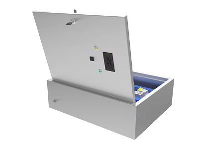 Industrial Electrical Equipment Metal Enclosure With Open Lid And Socket Components 3d model