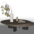 Modern Coffee Table Low Table Coffee Table Round Coffee Table Side Table Plant Vase Ornaments Book Casual Table 3d model
