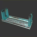 Vintage Style Turquoise Dining Table With Rusted Metal Frame And Reflective Base