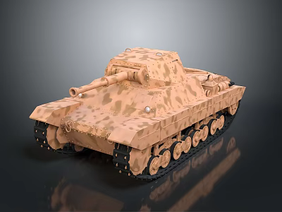 Military Vehicle Tank 3D Model With Camouflage Pattern Turret Cannon And Tracks 3d model