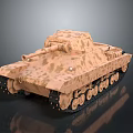 Military Vehicle Tank 3D Model With Camouflage Pattern Turret Cannon And Tracks