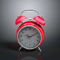 Red Alarm Clock With Double Bells Silver Stand White Dial And Black Numbers
