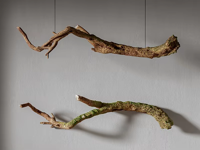 Branch Shaped Wall Hanging with Natural Brown Green Texture for Home Decorative 3d model