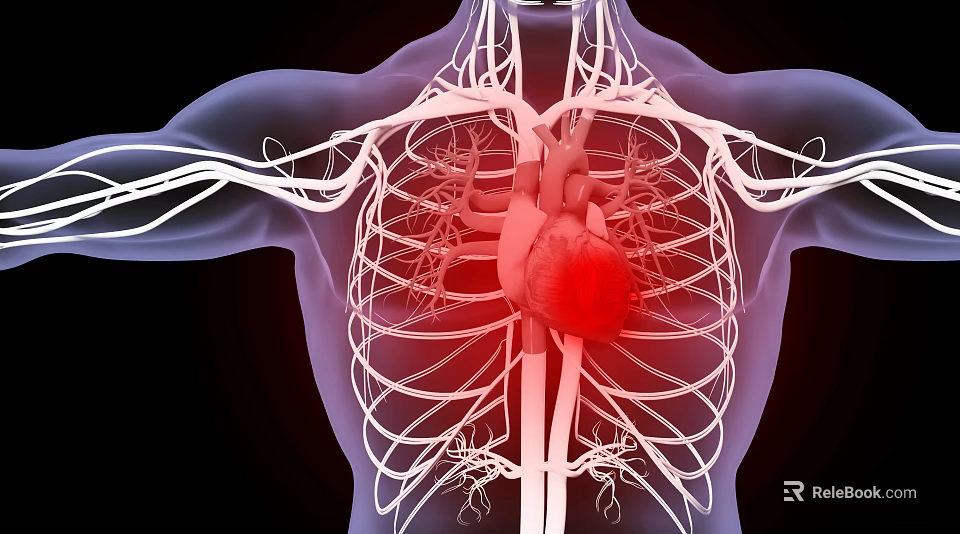 Innovative Medical Device Visualizing Human Heart Thoracic Cavity Blood Vessels and Skeletal Structure 3d model 