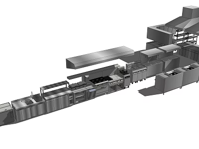 Modern Stainless Steel Kitchen Appliances Set With Multiple Cooking And Sink Equipment 3d model